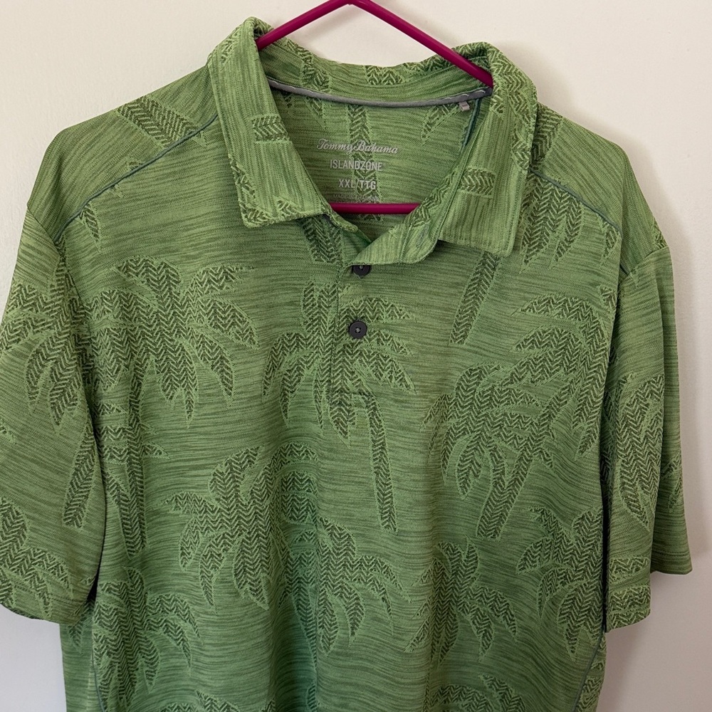 Tommy Bahama Palm-Pattern Green Polo